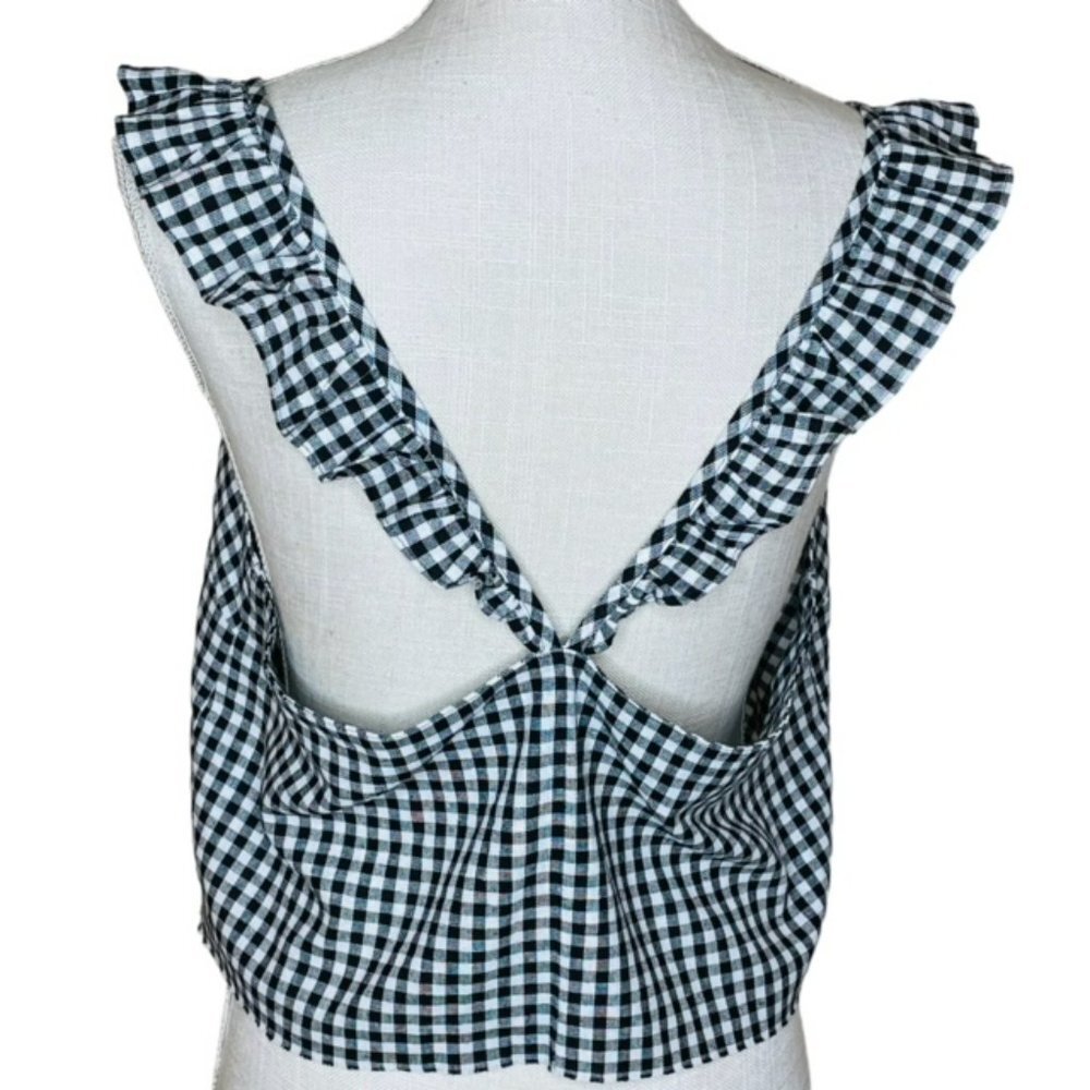 ❤️ MADEWELL Ruffle-Strap Cami Top in Gingham Check - Size 12 - Picture 3 of 4